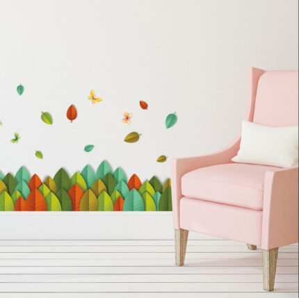 Amazon Brand - Solimo Wall Sticker for Living Room (Leafy Fence, Ideal size 50x70 xls7148