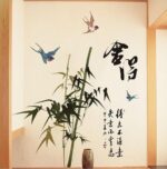 ELECTROPRIME Chinese Style Calligraphy and Painting Bamboos Birds Wall Decals, Living Ro F1Z3 size 60x90 xh6023 - Image 3