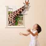 Wall Sticker 3D Animal Removable Wall Decals, Giraffe Creative Window Decal for Kids Room Living Room Decor size 60x90  xh0786c - Image 3