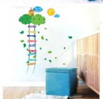 BIBITIME Green Leaves Ladder Height Chart Sun Sky Cloud Birds House Wall Decal Sticker Nursery Growth Charts Colorful Measurement for Kids Room Decor Art Mural (Minimum Scale: 90cm;Max:170cm) - Image 5