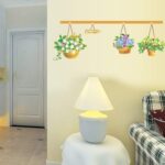 Wall Stickers Corridor Living Room Bedroom Background Wall Decoration Potted Flower Basket Flower Plant size 45x60 ay620 - Image 4