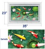 Home Find Fake Fishpond Decals High Definition Lotus Flowers Koi Fish Carps Wall Stickers Vinyl Murals for Bathroom Washroom Arts Peel and Stick Waterproof Floor Decoration 35 inches x 23 inches - Image 5