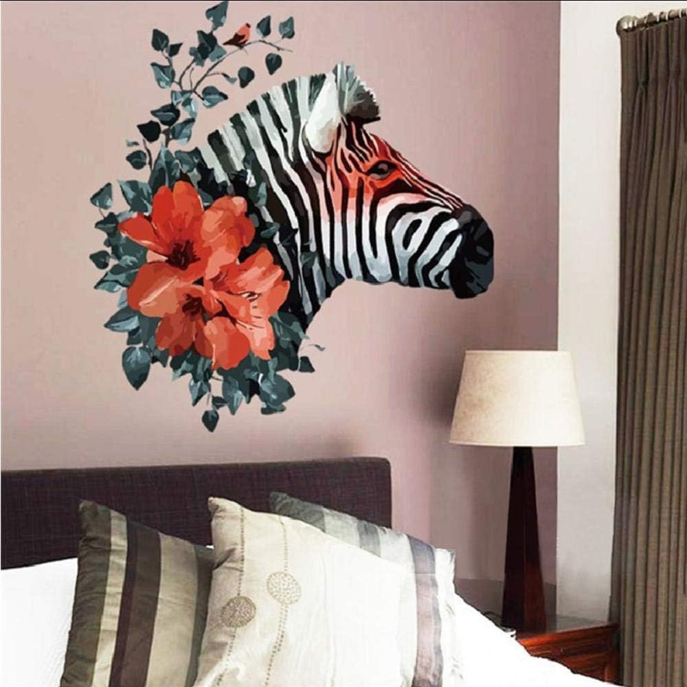 61Btx0FKLXL._AC_SL1000_649fcc54-d035-41d9-8c12-e994f31812c7 * Self Adhesive Wall Sticker Decorative DIY Decal Black Zebra Red Flower 3D Art Wall Stickers Bedroom Dining Living Room Wallpaper size 50x60 - Image 1