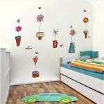 DLX947 Creative Colorful Butterfly Flower Pots Wall Stickers Children's Drawing for Kids Room DIY Removable Kids Bedroom - Image 2