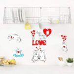 Cute Cartoon Cat Wall Stickers Cupboard Room Glass Windows Decals SK5002 - Image 4