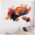 Mikikit Eagle Flame Wall Sticker Removable Mural Decal Eagle Wall Decor for Boys and Girls Bedroom Living Room size 50x70 sk7124