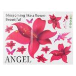 Ay647 Ubersweet® 3 Pieces Red Wall Sticker, Lily Flower Pattern Wall Decal, Removable Wall Sticker - Image 4