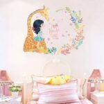 Sk7101 Girl Giraffe Flowers Warm and Beautiful Painting Children's Room Kids Room Wall Decoration Bedroom Self-Adhesive Wall Stickers - Image 2