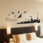 Paris Eiffel Tower living room removable quote vinyl wall decals stickers size 60x90 ay1913 - Image 2