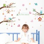 XL8245 Wallpark Cartoon Cute Rabbit Cat Bird Creative Stars House Pendent Tree Branch Removable Wall Sticker - Image 2