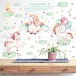 Decorazione Principessa Sognante Unicorno Camera Dei Bambini Ragazza Camera da Letto Adesivi Murali Caldi Sul Comodino size 50x70 sk7163 - Image 4