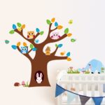 Cartoon Cute Animals Forest Owl Tree Wall Stickers ZY1022 - Image 3