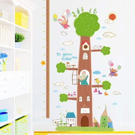 Kids Room Wall Sticker Pencil Tree Animal Measurement Height Stickers Children's Room Bedroom Cartoon Height Height Stickers Kindergarten Classroom-Photo Color_Oversized size 60x90 sk2003ab