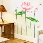 Lotus Flower Dragonfly Fish Wall Sticker ay997 - Image 3