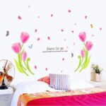 Beautiful Tulip Flowers Leaves Butterflies Wall Sticker Ay7111 - Image 3