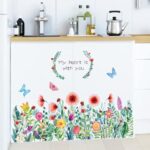 Ht94014 JAAMSO ROYALS Colourful Blooming Flower with Coloured Butterfly Wall Stickers for Living Room Flowers, Floral Wall Stickers, Flower Sticker, Nature Wall Stickers (90 CM X 60 CM) - Image 3