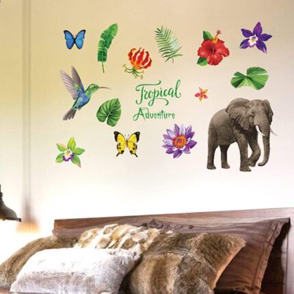 Tropical Rain Forest Wall Floor Stickers for Home Bedroom Backdrop Business Decoration Flower Wall Stickers Stitch Wall Decal SK7171  size 50x70