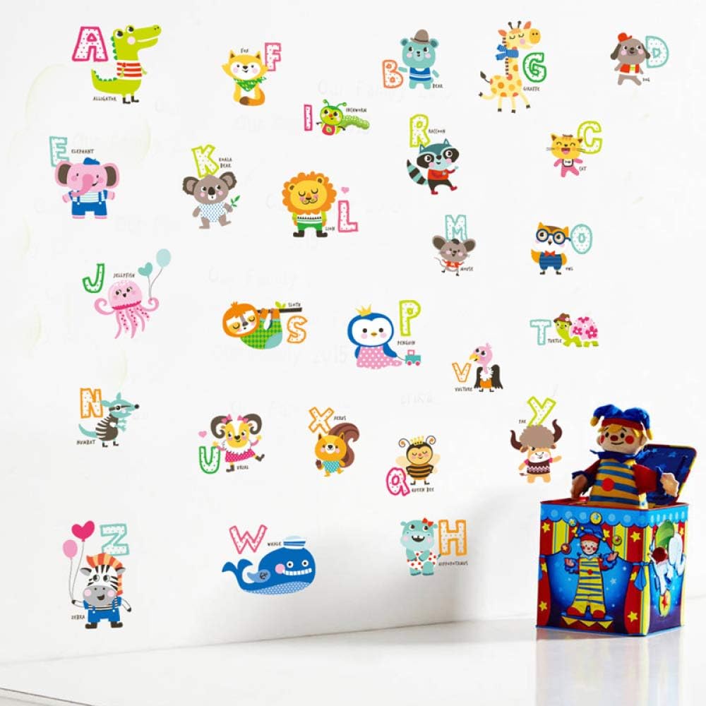 61HNTGbiugL._AC_SL1000 Cartoon Animal Alphabet Study Wall Stickers Abc 1054 - Image 1
