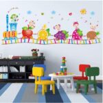 UYEDSR Wall Sticker Cartoon Fruit Train Wall Stickers for Kids room Children Bedroom Nursery Home Decoration Vinyl Removable Art Wall Decals 50 * 70cm