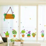 MJ7031 BEST OF BEST Flower Cactus Plant Potted Wall Sticker Home Decal Removable PVC Murals Wallpaper Girls Boys Kids Baby Nursery Bedroom Living Room Bathroom Kitchen Window - Image 4