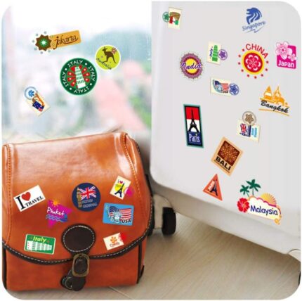 Backpack Suitcase World Travel Country City Decoration Wall Stickers size 50x70 mj7004