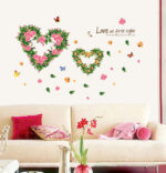 BIBITIME 2 Romantic Flower Hearts Meet "Love at First Sight" Valentines Day Vinyl Quotes Butterfly Lovers Wall Decals Sticker size 45x60 ay6014 - Image 3