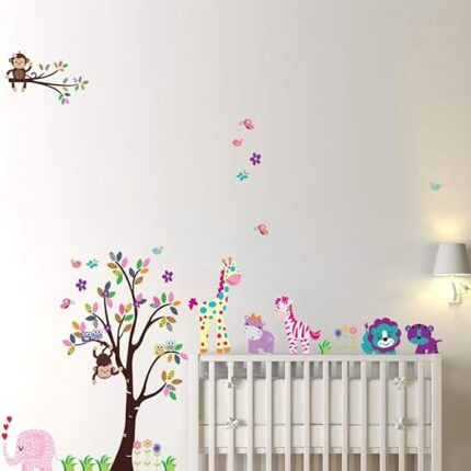 Cartoon Animals Large Wall Stickers For Children's Room Decoration DIY Removable Wall Paper For Kindergarten Kids' Room Home Decor  size 60x90 df5099