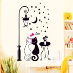 Cat Wall Sticker For Kids Room Lamp and Butterflies Stickers Decor Decals DM570099 - Image 3