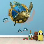 BEST OF BEST Ocean Sea Turtle Wall Sticker Home Decal Removable PVC Murals Wallpaper Girls Boys Kids Baby Nursery Bedroom Living Room Bathroom Kitchen Window Playroom Decor size 60x90  xh0793c - Image 4