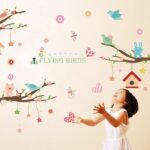 XL8245 Wallpark Cartoon Cute Rabbit Cat Bird Creative Stars House Pendent Tree Branch Removable Wall Sticker - Image 3