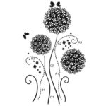 Flower Ball Wall Sticker Decal Black size 50x70 ay7014b - Image 2