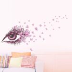 Zy066 BIBITIME Beautiful Butterflies Wall Art Long Eyelashes Eye Vinyl Sticker for Bedroom Heart Decor Couple Lovers Living Room - Image 4