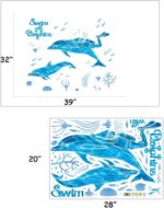 DNVEN DIY 39 inches x 32 inches Divers Swim with Dolphins Animals Wall Stickers Decals Decorations for Children Nursery Kids Room size 50x70 xls7205 - Image 6