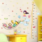 XL8247 Wall Stickers Wall Art Stickers Cartoon Air Train Height Sticker Wall Sticker, Children's Room Background Decorative Wall Sticker Decoration