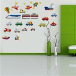 Transport and Vehicle Wall Stickers for a Nursery, Eco-Friendly Removable Colorful Car Train Boat Transport Kids Bedroom Wall Sticker Decal Kit size  50x70  dm570141