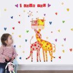 Wall Sticker Cartoon Animal Giraffe Nursery Classroom Decoration Kids Bedroom Decor Removable Cover Posters size 50x70 sk7076