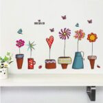 DLX947 Creative Colorful Butterfly Flower Pots Wall Stickers Children's Drawing for Kids Room DIY Removable Kids Bedroom