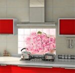 ACEFAST INC 6090CM Kitchen Oil Proof Waterproof Decal Wall Stickers Pink Rose Decal(A7) - Image 3