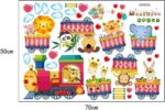 YUANCHENG Cartoon animal train wall stickers for kids rooms decoration art decals size 50x70 sk7064 - Image 4