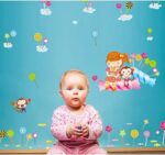 BEST OF BEST Cartoon Lollipop Girl Monkey Wall Sticker Home Decal Removable PVC Murals Wallpaper Girls Boys Kids Baby Nursery Bedroom Living Room Bathroom Kitchen Window Playroom Decor