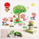 Strawberry girl creative cartoon wall sticker size 50x60 dm570107