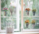 Q-T Sticker Potted Plant Living Room Bedroom Background Wall Plant Flower Wallpaper (Color size 50x70 sk7106 - Image 5