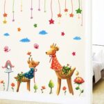 Sticker mural rêve couple cerf classe maternelle dessin animé canapé fond mur chambre des enfants size 50x70 xls7191 - Image 3
