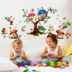 Xh9272Fairy Garden Wall Stickers Tree Mushroom House Wall Decals Mural for Girls Bedroom Nursery Living Room - Image 4