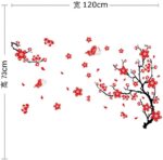 AGA Stylish Adhesive Rooms Walls Vinyl DIY Stickers/Murals/Decals/Tattoos/Transfers with Red Japanese Cherry Blossoms Tree/Branch and Butterflies Designs size 50x70 - Image 2