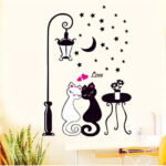 YUANCHENG Cat Wall Sticker For Kids Room Lamp and Butterflies Stickers Decor Decals size 50x70  dm570099 - Image 4