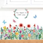 JAAMSO ROYALS Colourful Blooming Flower with Coloured Butterfly Wall Stickers for Living Room Flowers, Floral Wall Stickers, Flower Sticker, Nature Wall Stickers (90 CM X 60 CM) - Image 4
