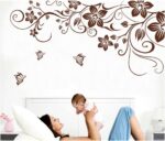 High Quality Adhesive Rooms Walls Vinyl DIY Stickers / Murals / Decals / Tattoos / Transfers With Delicate Flowers, Butterflies And Swirls Designs In Brown Colour By VAGA size 50x70 dm57004 - Image 2