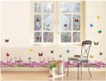 XY8068 Unique vinyl wall stickers for rooms, murals, decals, tattoos, transfers for skirting boards with delicate butterflies and purple flowers designs by VAGA - Image 5