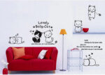 Wall Sticker English Letters Lovely Baby Cats Paper Home Decal Removable Wall Vinyl Living Room Bedroom PVC Art Picture Murals Waterproof DIY Stick for Adults Teems Kids Nursery Baby size 60x90 ay9048 - Image 5